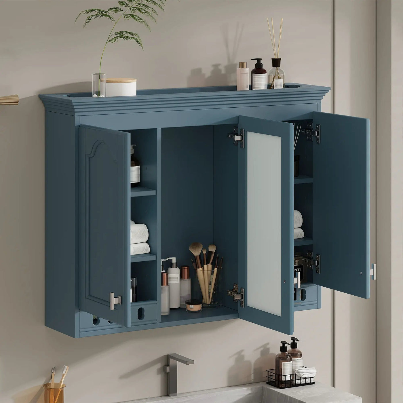 Wall Mount Mirror Cabinet With Adjustable Shelves, Soft Closing Hinges by Unique Piece Furniture