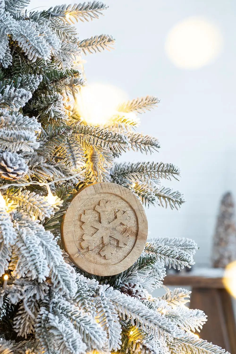 Wooden Hanging Circle With Snowflake Cut Decorative Hanging Christmas Tree Ornaments For Holiday Party Decorations (Set of 12) - Multi by HouseOfZazla
