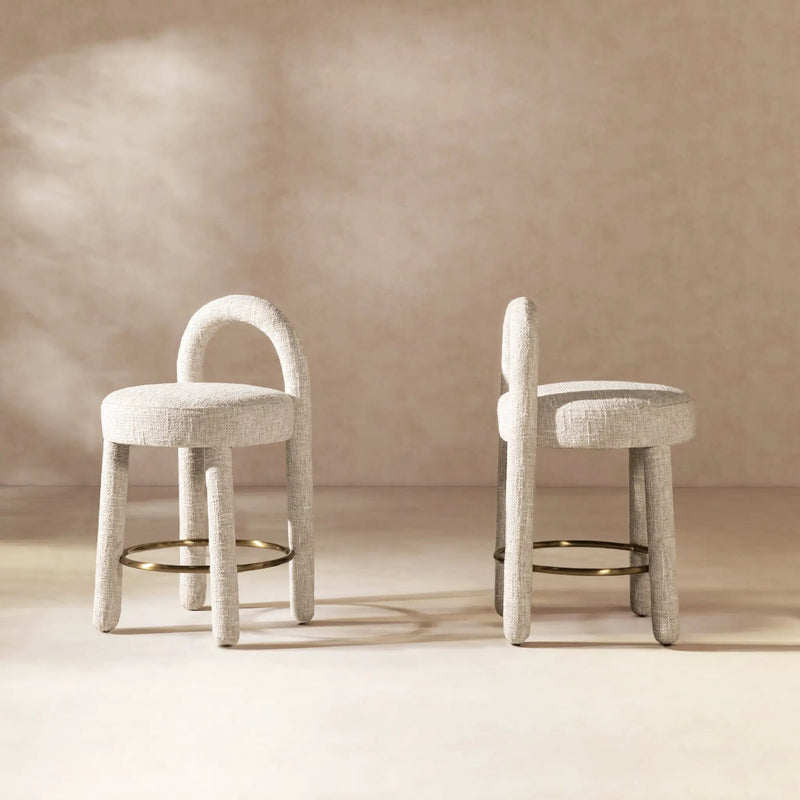Penny 26.5" Round Arched Upholstered Counter Stool, Set of 2 by HouseOfZazla