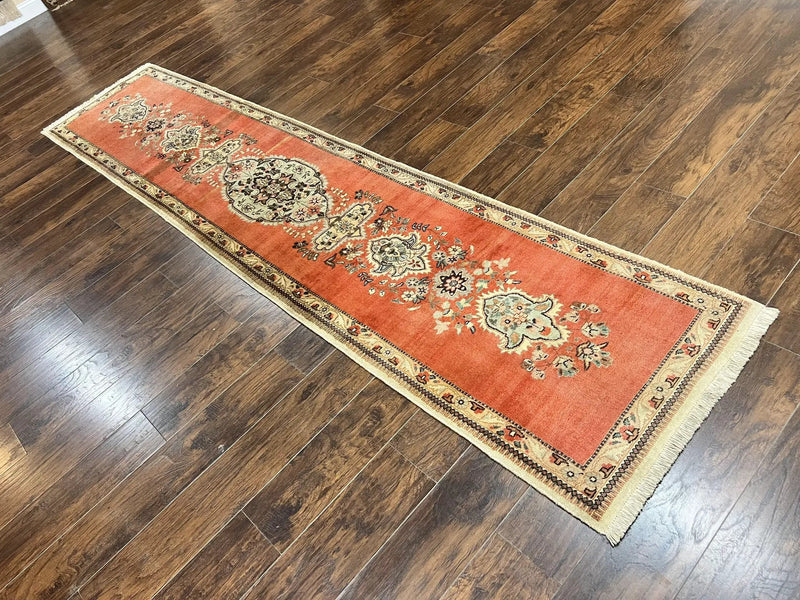 Persian Tabriz Runner Rug 3 x 12, Open Field, Terracotta by Jewel Rugs