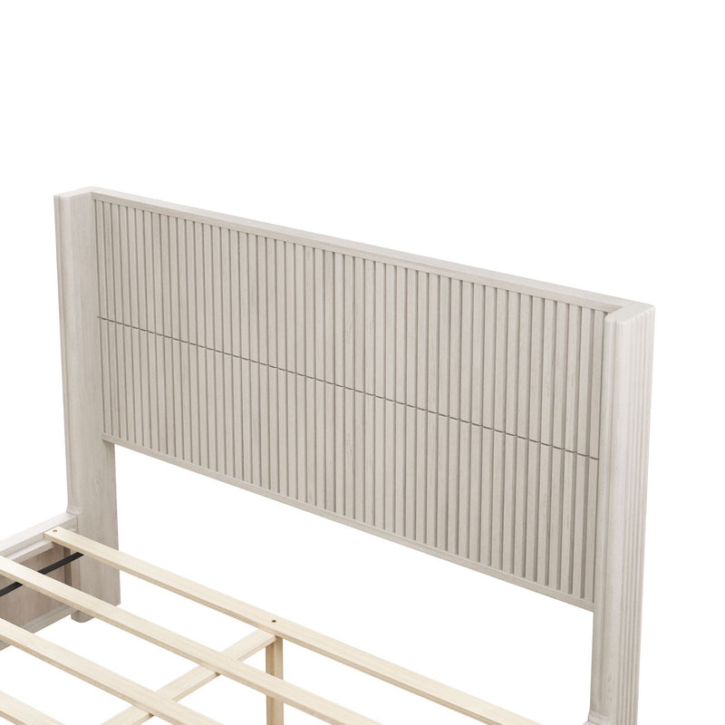 Platform Bed Frame With Headboard, Floor Standing Design by HouseOfZazla