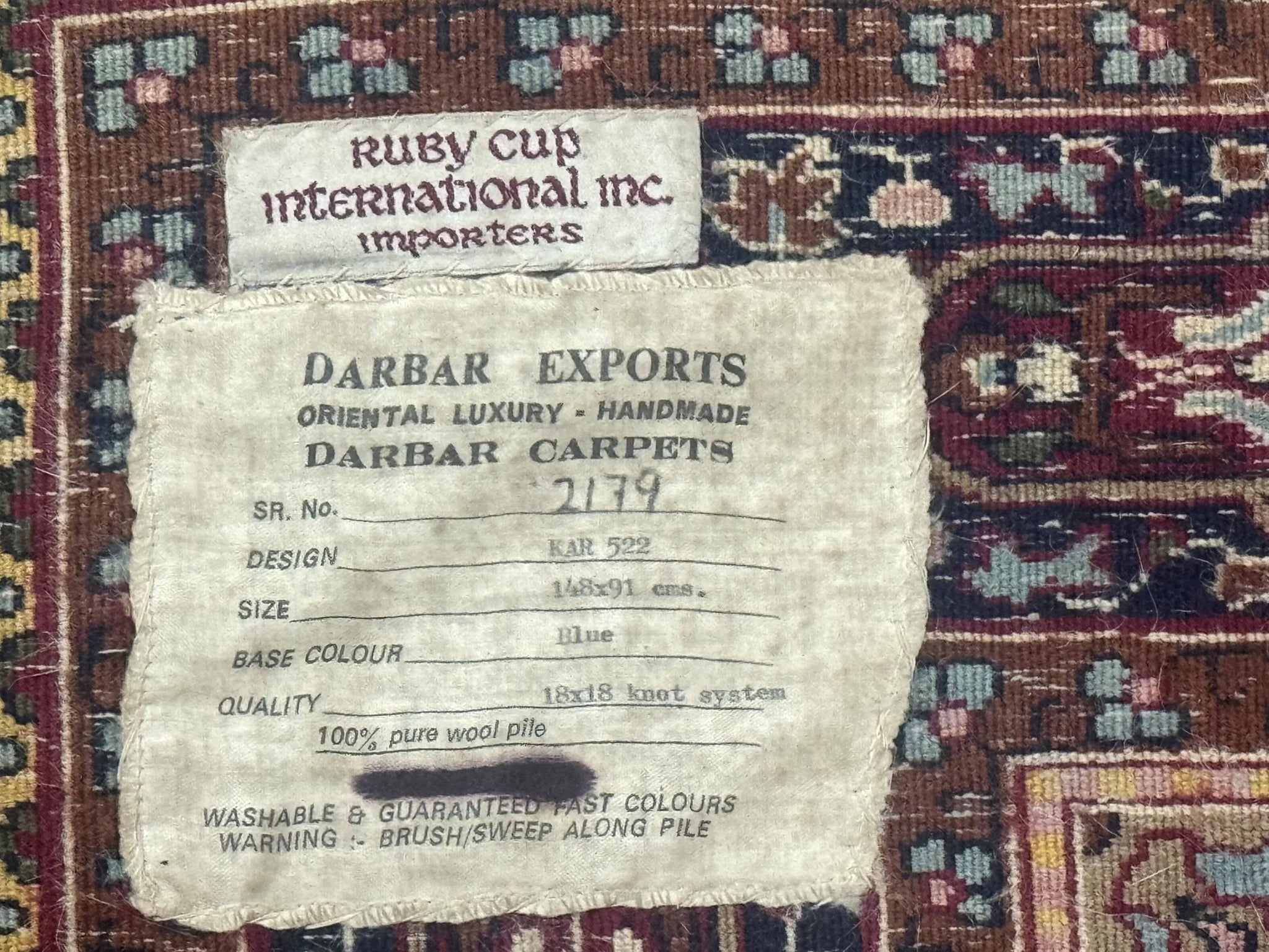Indo Kashmiri Rug 3x5, Navy Blue, Very Fine 400 KPSI, Pair B by Jewel Rugs