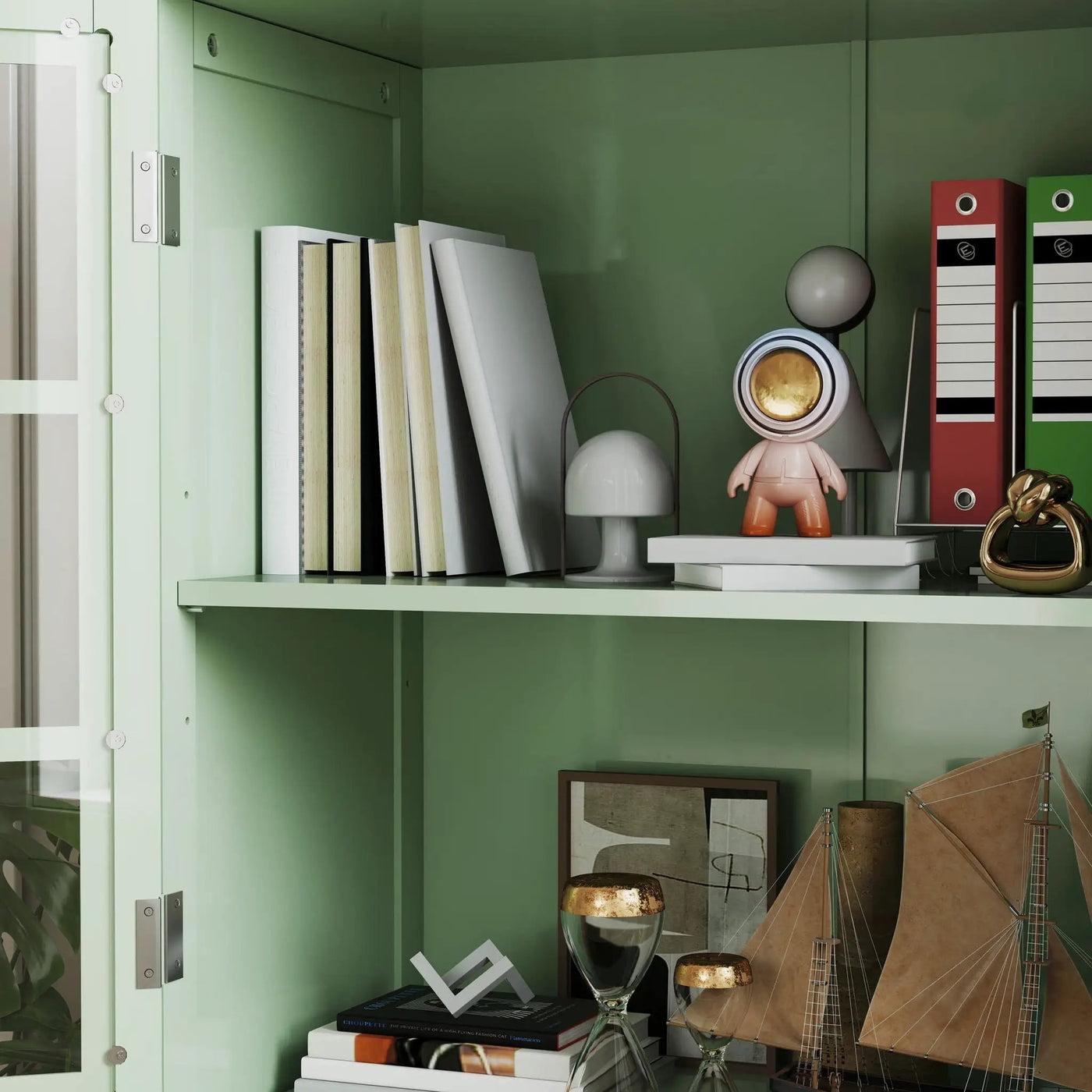 Minimalist Buffet Cabinet With Double Glass Doors And Drawer by HouseOfZazla