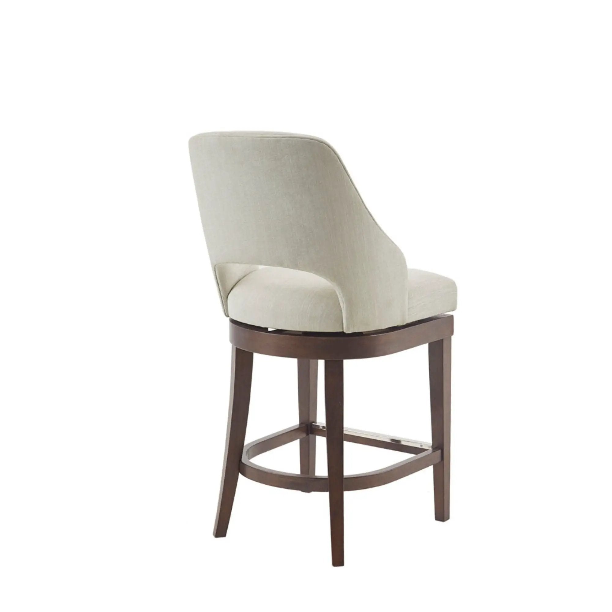 Counter Stool With Swivel Seat, Upholstery And Solid Wood Legs - Cream by Unique Piece Furniture