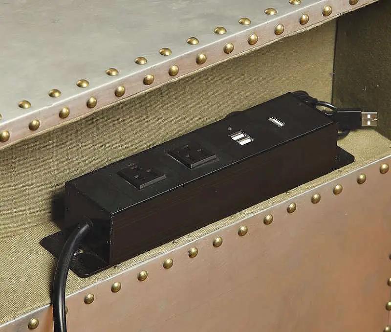 Brancaster Aluminum Nightstand with USB Power Dock by HouseOfZazla