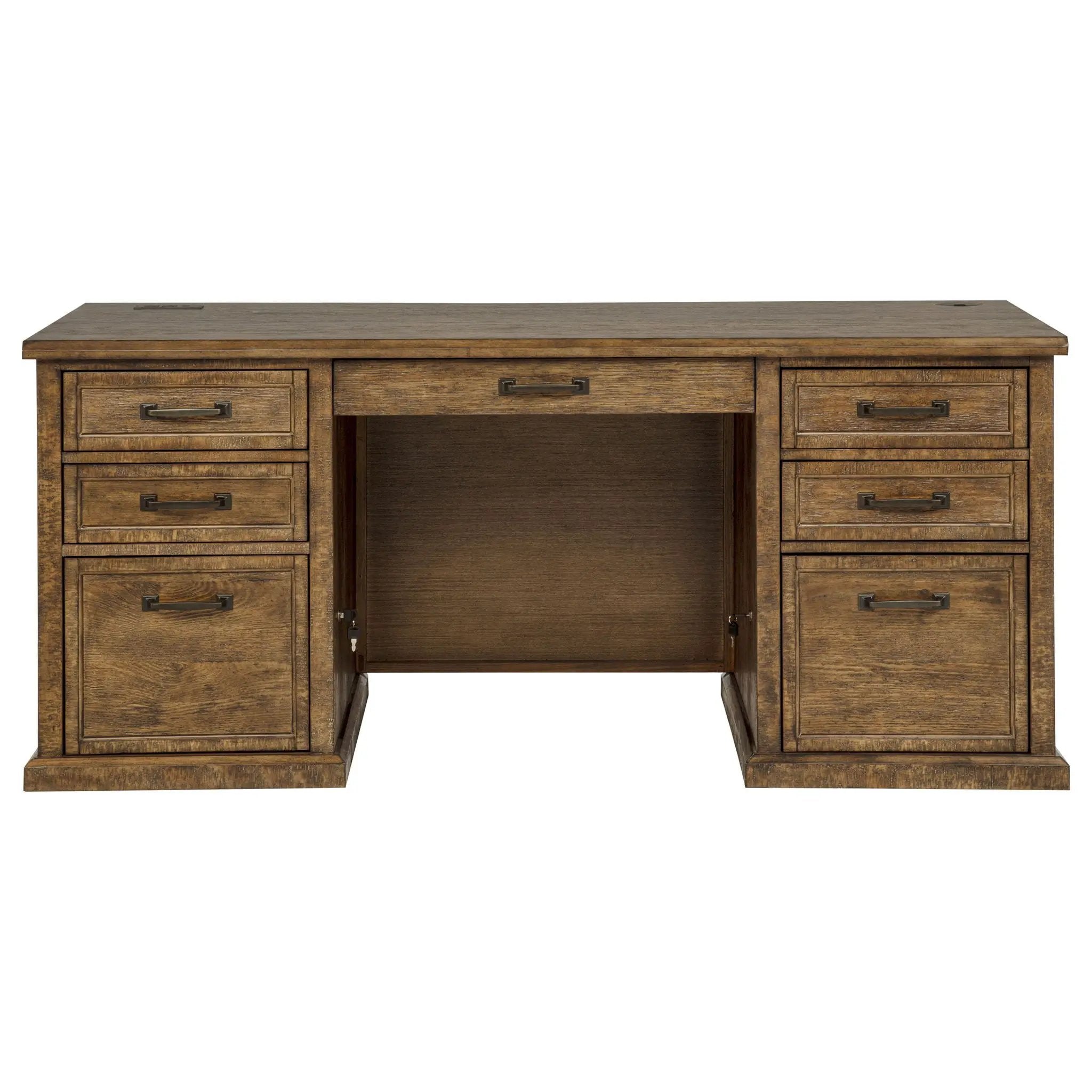 Altidore 68-inch 7-drawer Executive Home Office Desk Distressed Brown by Unique Piece Furniture