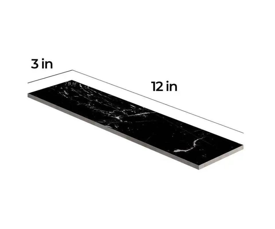 Open Box Corso italia Impero Black 3 in. x 12 in. Marble Look Porcelain Floor and Wall Tile (3.39 sq. ft. /Case) by Selzalot