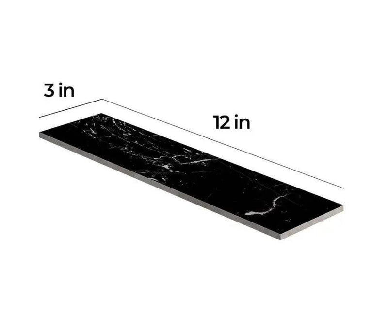 Open Box Corso italia Impero Black 3 in. x 12 in. Marble Look Porcelain Floor and Wall Tile (3.39 sq. ft. /Case) by Selzalot