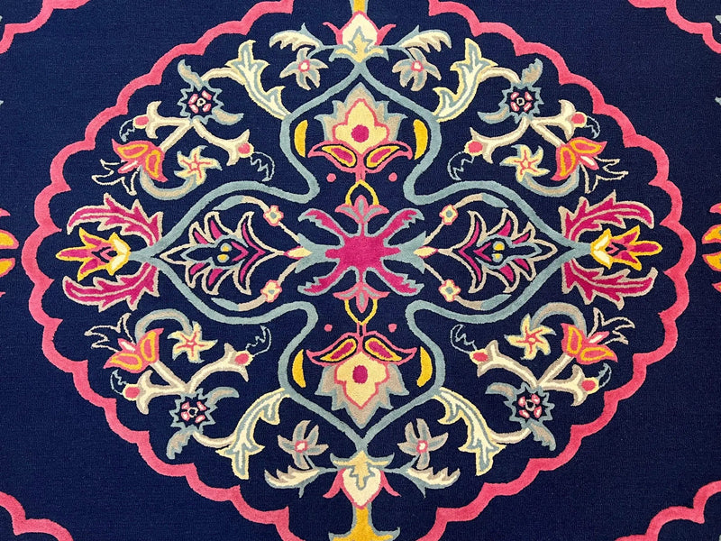 Safavieh Rug 8x10 Belagio Collection, Navy Blue Pink Yellow, Power-Loomed Wool Carpet, Floral Area Rug, Modern Rug, Room Sized 8 x 10 ft Rug by Jewel Rugs