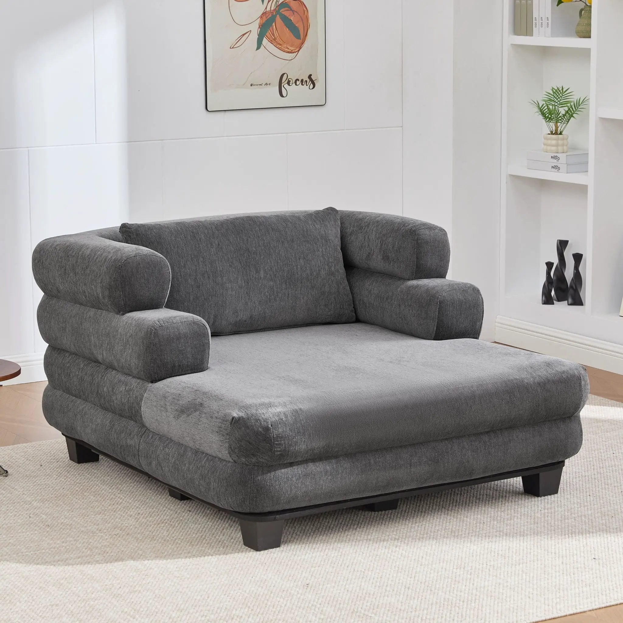 Oversized Chaise Lounge Sofa Bed with Deep Seat and Layered Armrests by HouseOfZazla