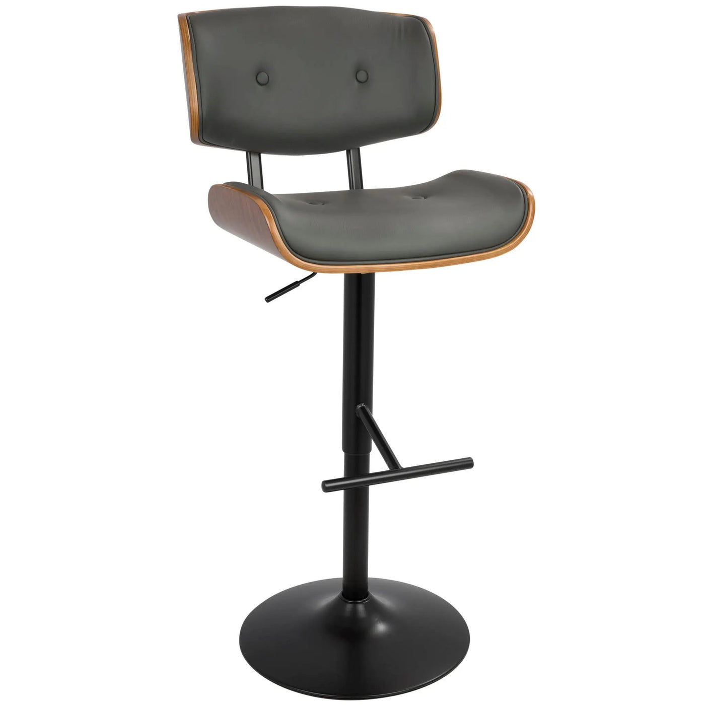 Lombardi - Mid Century Modern Adjustable Barstool With Swivel With Straight T Footrest (Set of 3) by HouseOfZazla