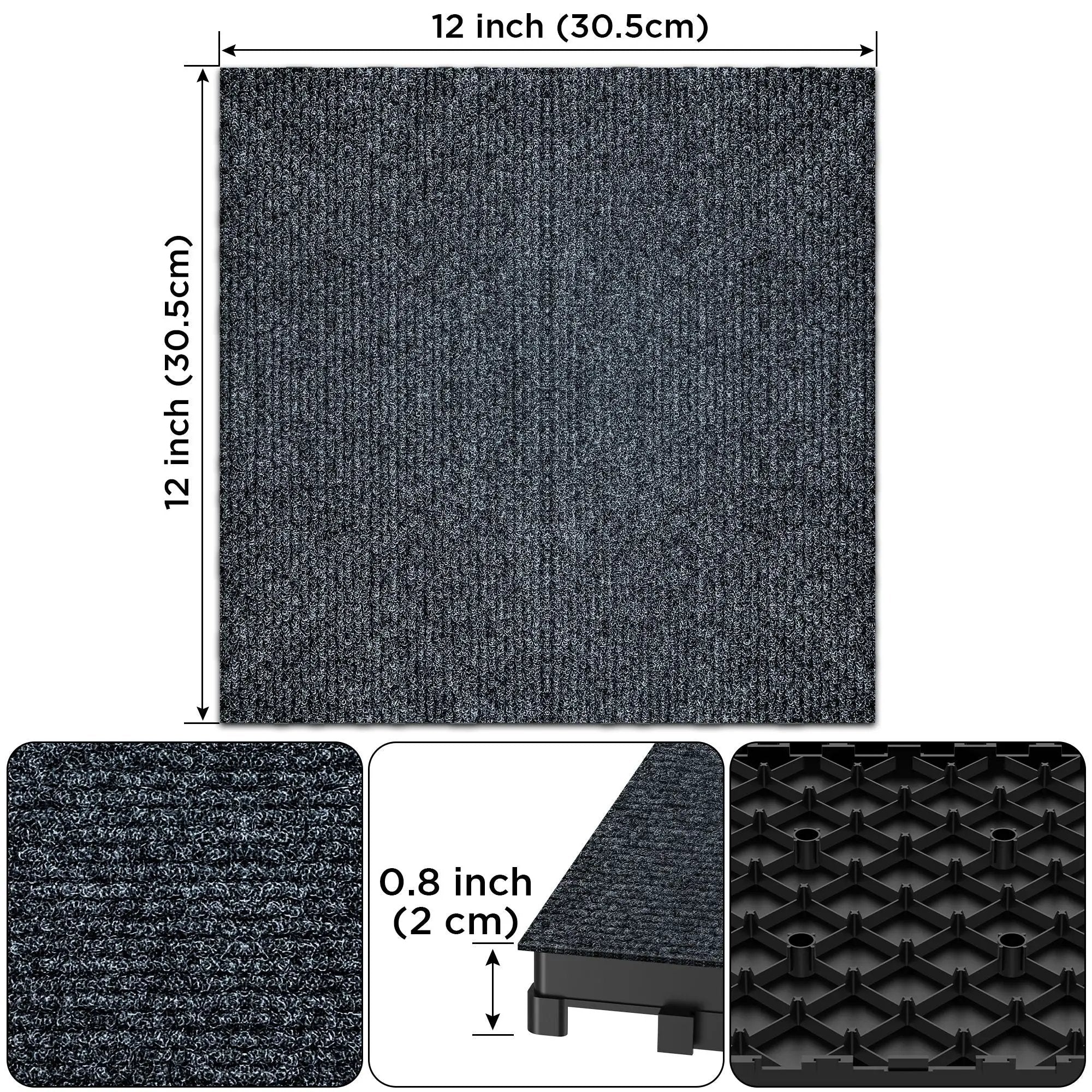 Diy Module Interlocking Decking Carpet Tiles For Patio, Porch, Poolside, Balcony, Backyard Polypropylene - Gray by HouseOfZazla