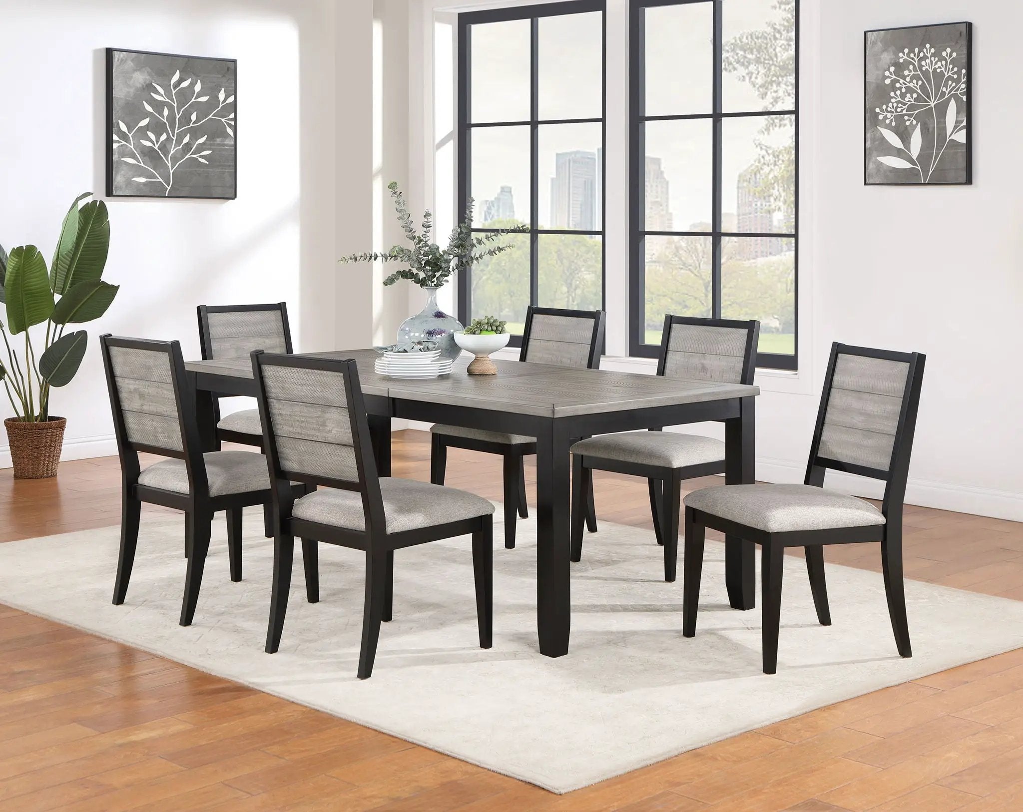 Elodie 7-piece Rectangular Extension Leaf Dining Set Black by Unique Piece Furniture