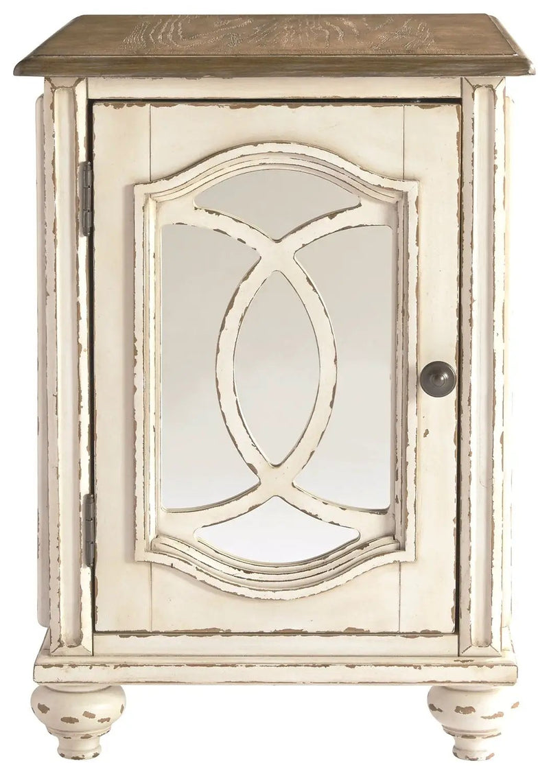 Realyn - Chair Side End Table - Insert Mirror - White / Brown by Unique Piece Furniture