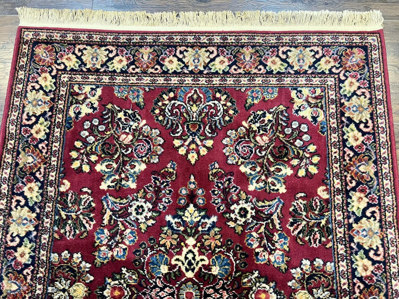 Karastan Rug 4.6 x 6 Lanamar Sarouk #5528, Red Wool Karastan Oriental Carpet, Discontinued, Antique, Wool Pile by Jewel Rugs