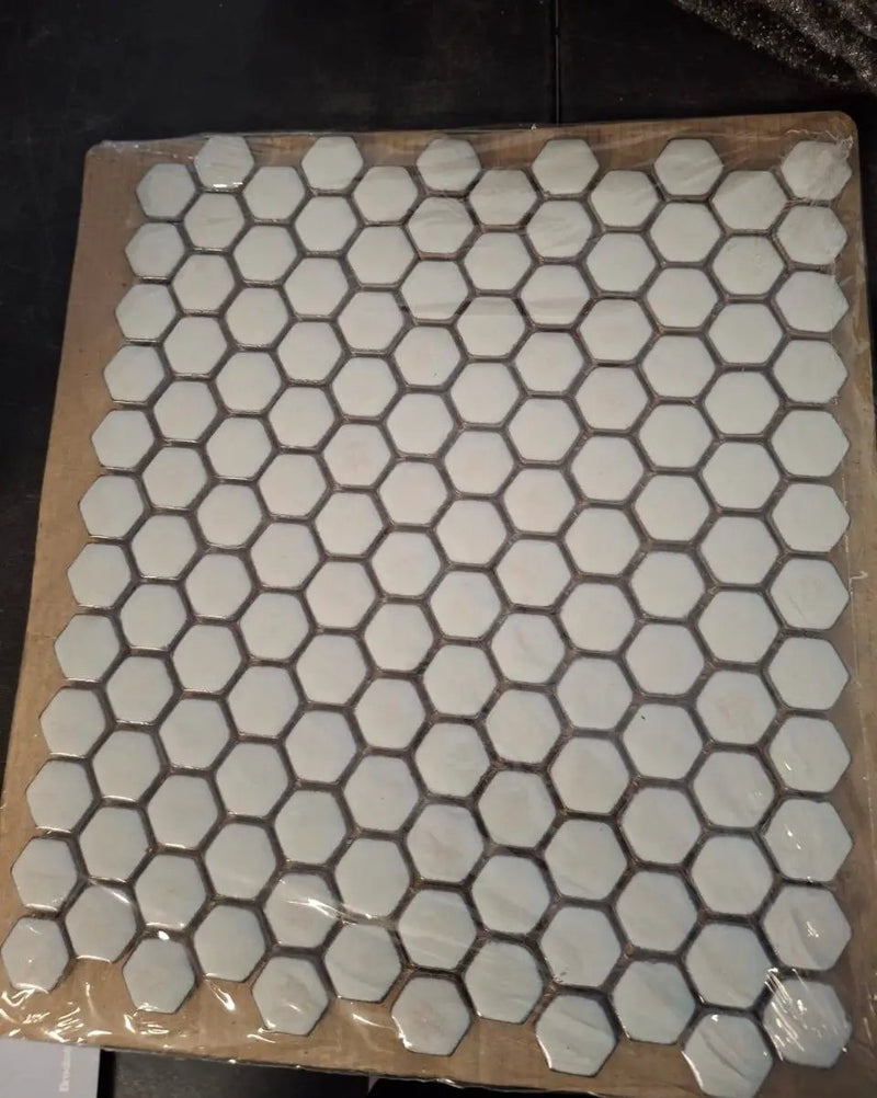 Open Box Bliss Edged Hexagon Sage 10.03 in. x 11.61 in. Tt Porcelain Floor and Wall Mosaic Tile (0.80 Sq. Ft./Each) by Selzalot