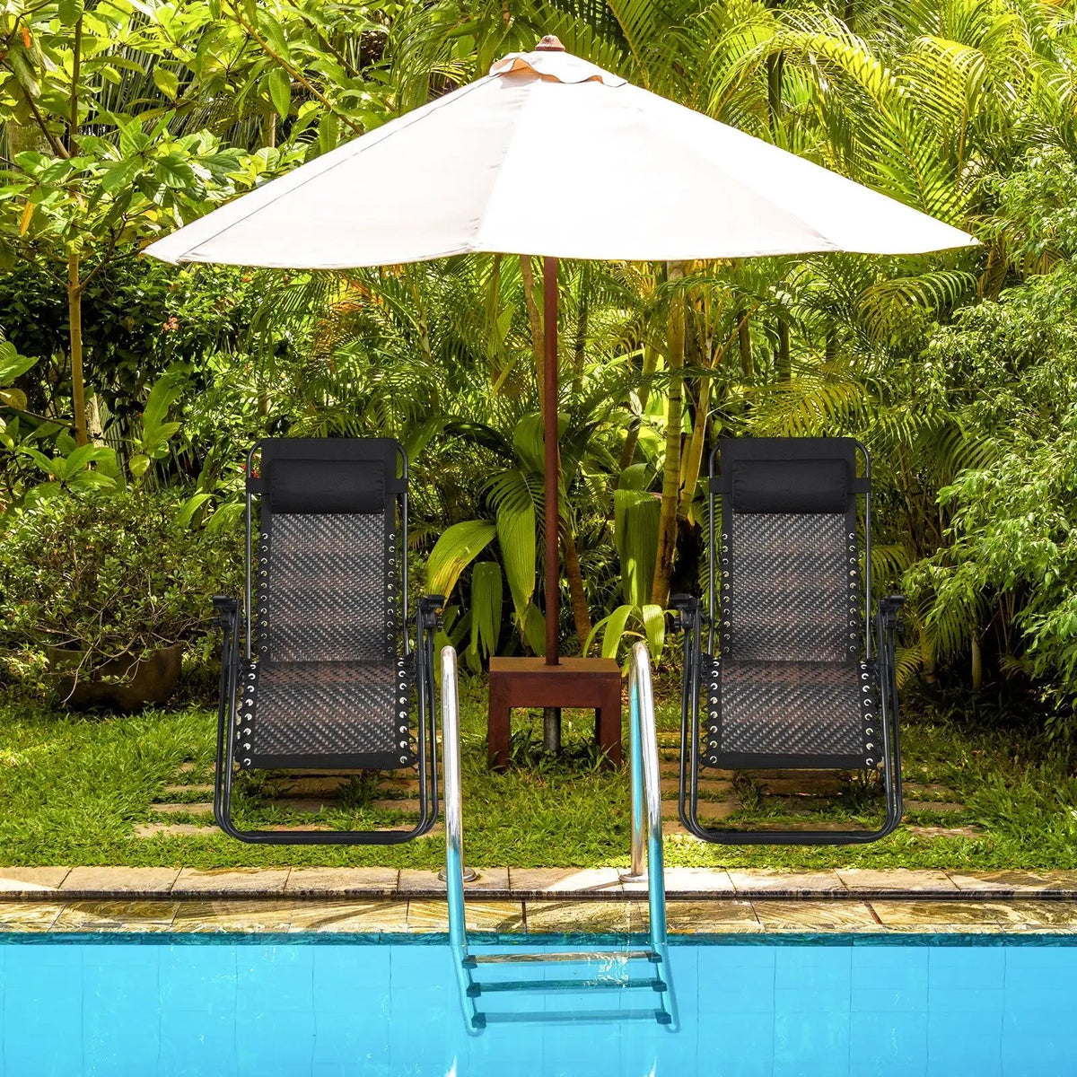 2 Pieces Folding Patio Rattan Zero Gravity Lounge Chair, photo 7 of 10
