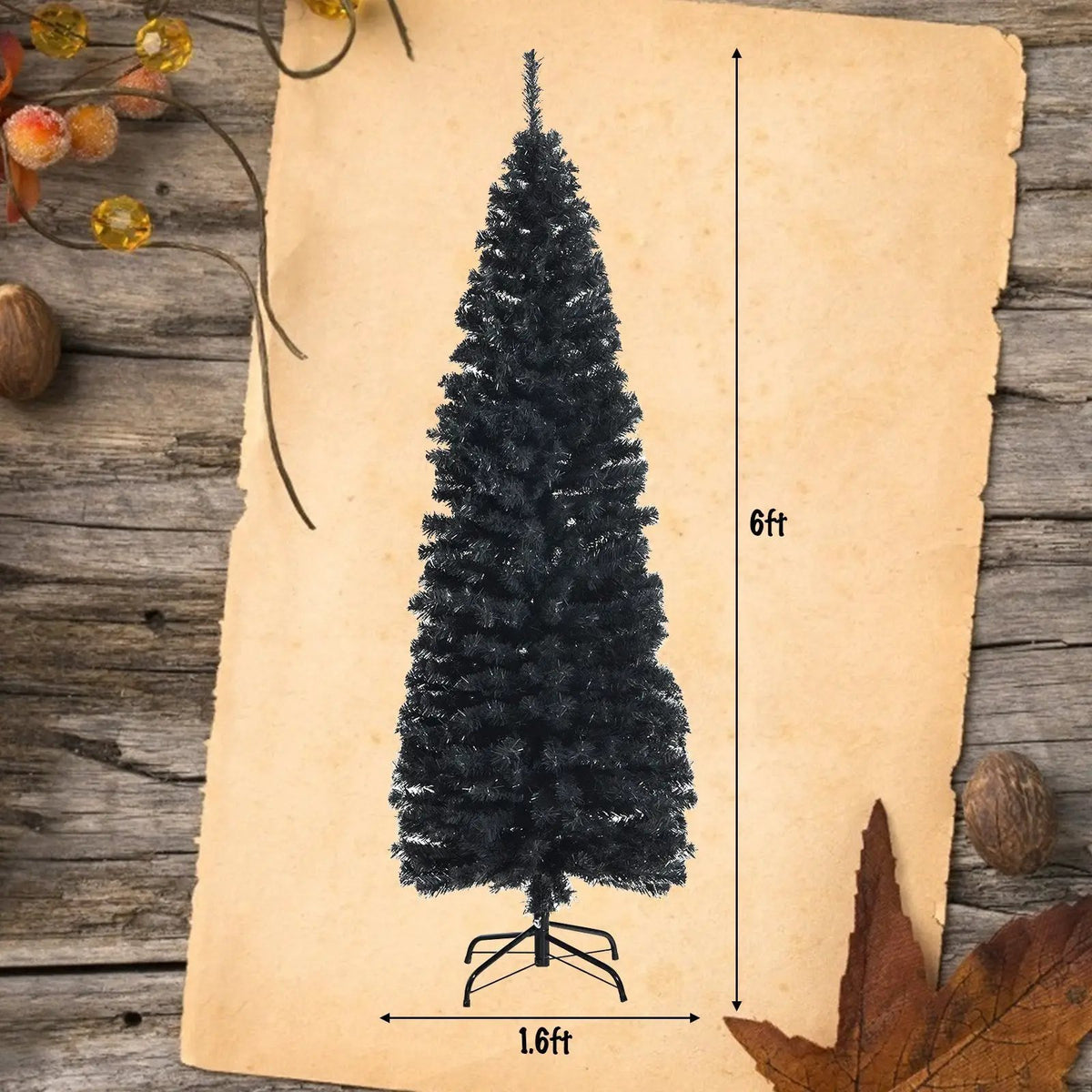6 Feet Unlit Pencil Slim Tree Artificial Christmas Tree, photo 4 of 9