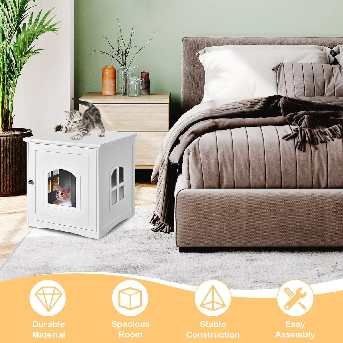 Side Table Nightstand Decorative Cat House, photo 3 of 16