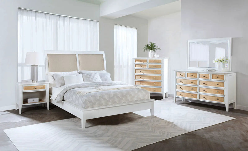 Bexhill 56-inch Upholstered Eastern King Panel Bed White by Unique Piece Furniture