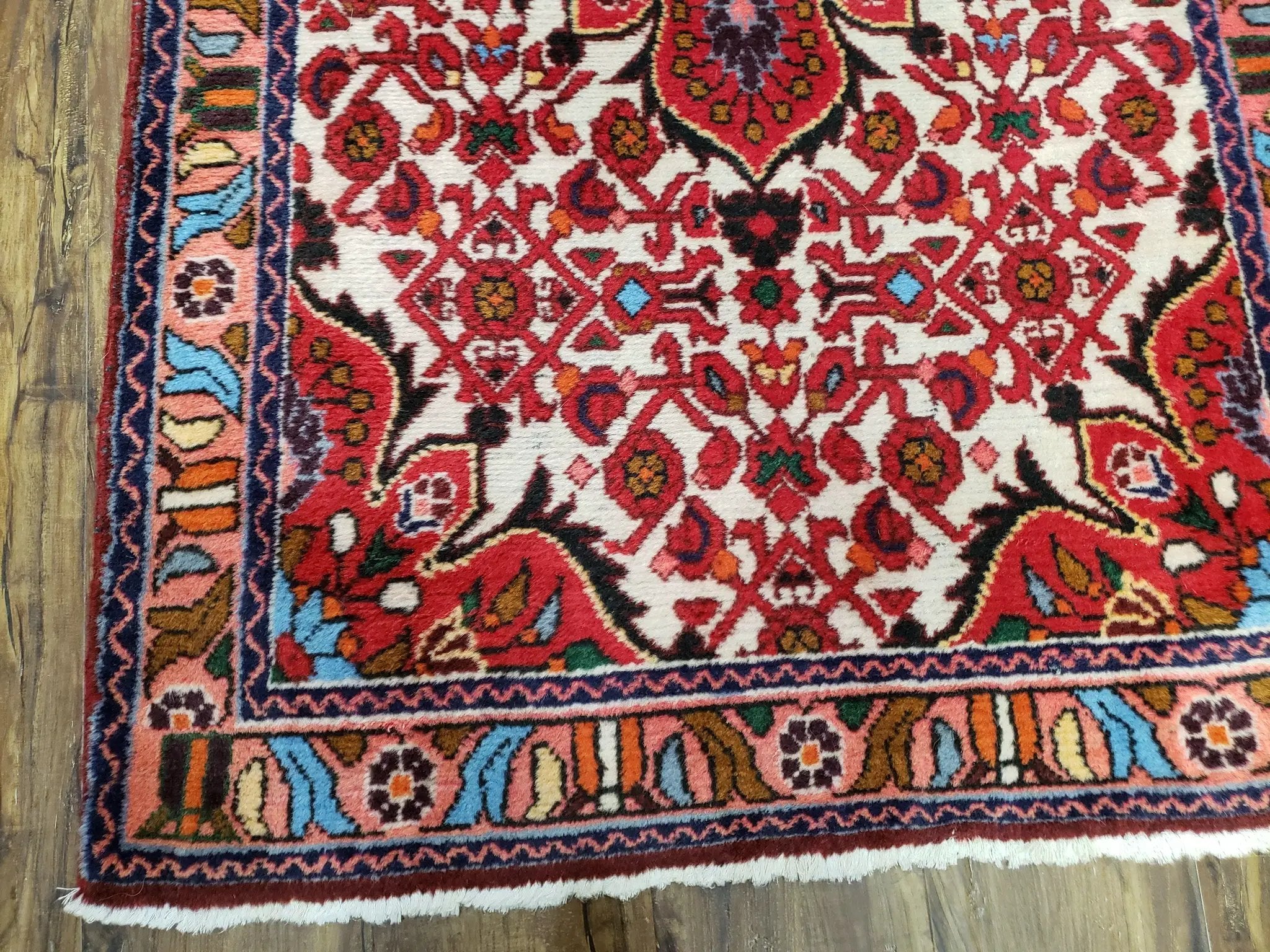 3' 2' X 5' 1" Handmade Floral Wool Rug Red Beige /Ivory by Jewel Rugs