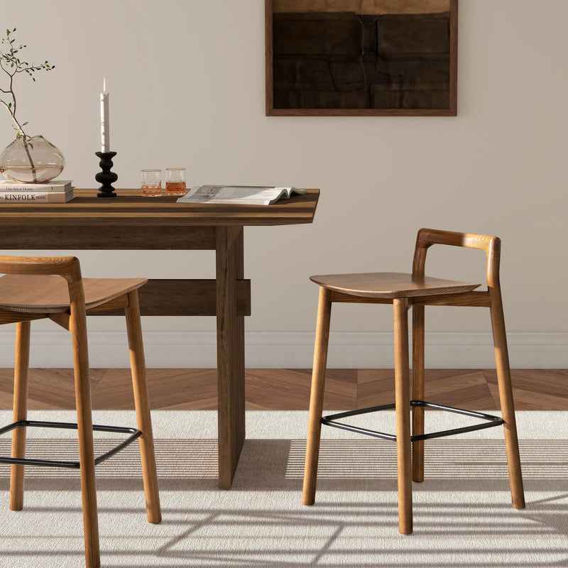 Sven - Modern Minimalist Low Back Counter Stool - Dark Brown Walnut by Unique Piece Furniture