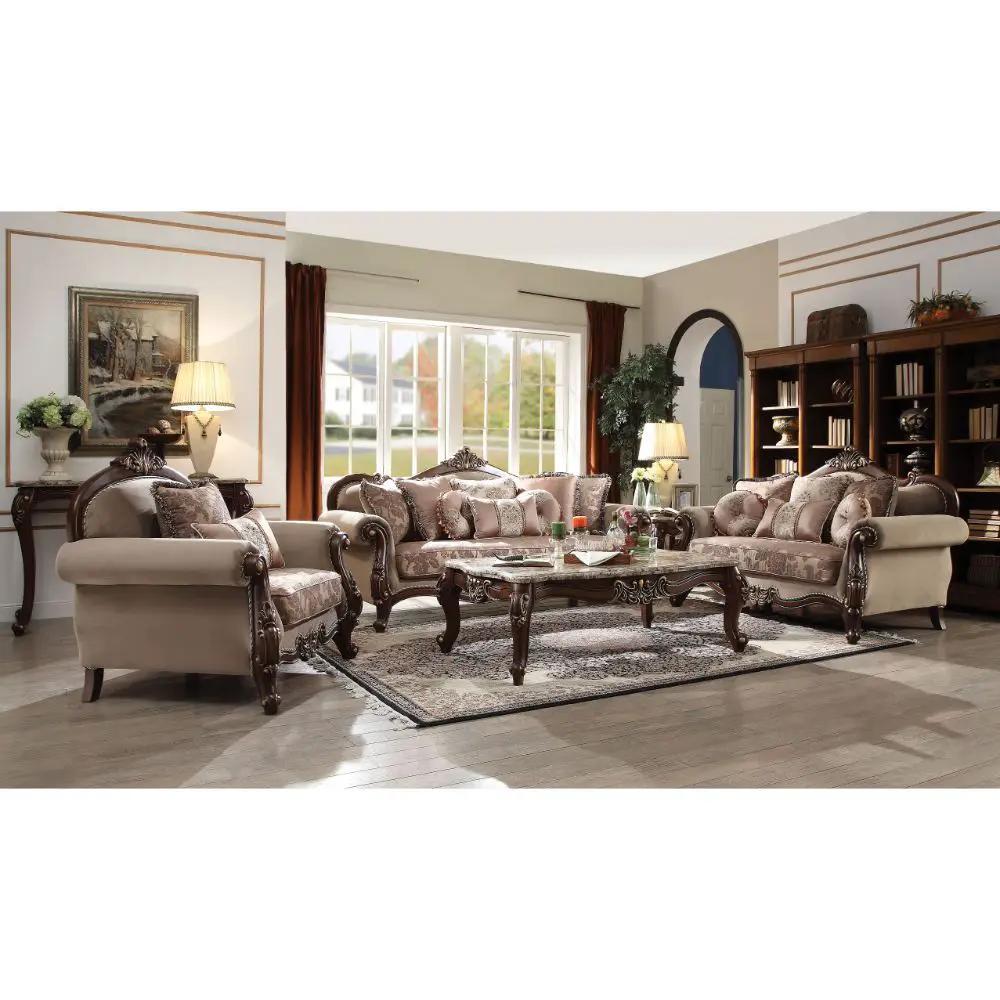 Mehadi - Sofa With 8 Pillows - Velvet & Walnut by Unique Piece Furniture