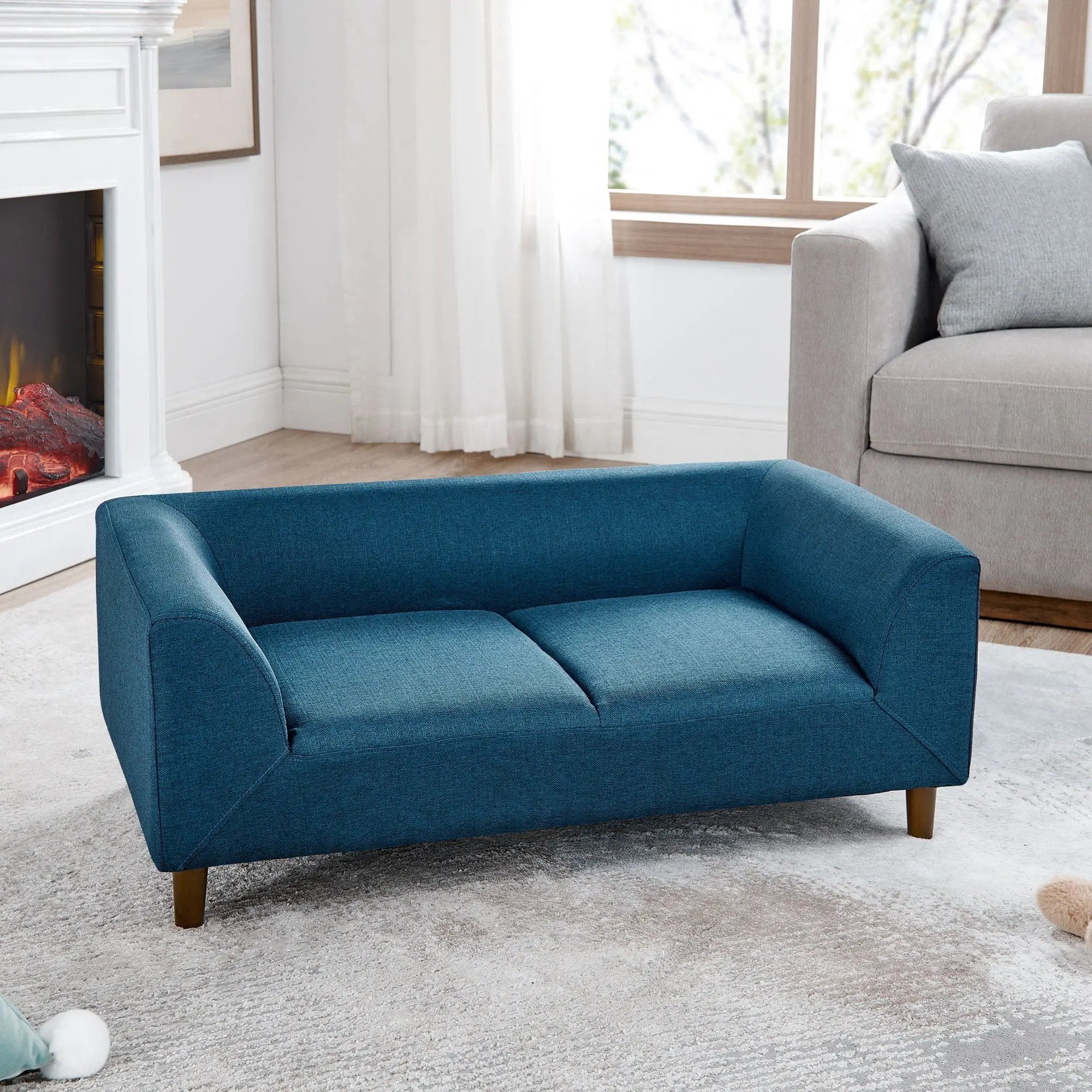 Modern Rectangular Pet Sofa With Backrest And Armrests For Small And Medium Dogs, Soft Cushion by HouseOfZazla