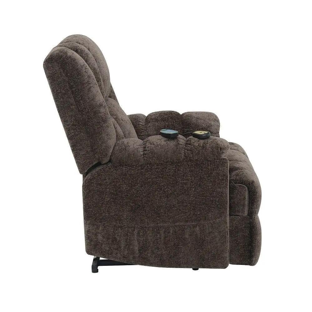 Pacay - Power Recliner With Lift & Heating & Massage - Brown Chenille by Unique Piece Furniture
