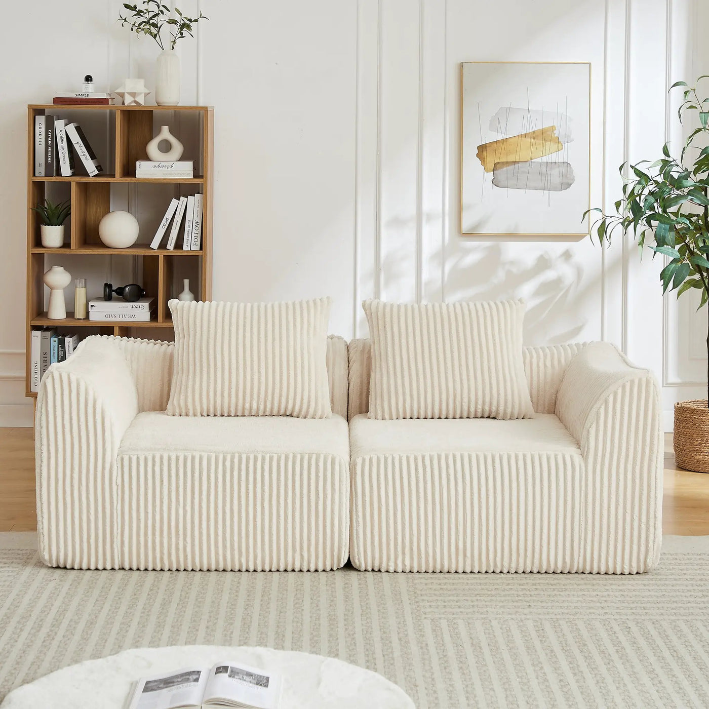 Minimalist Corduroy Sofa Featuring Curved Lines by HouseOfZazla