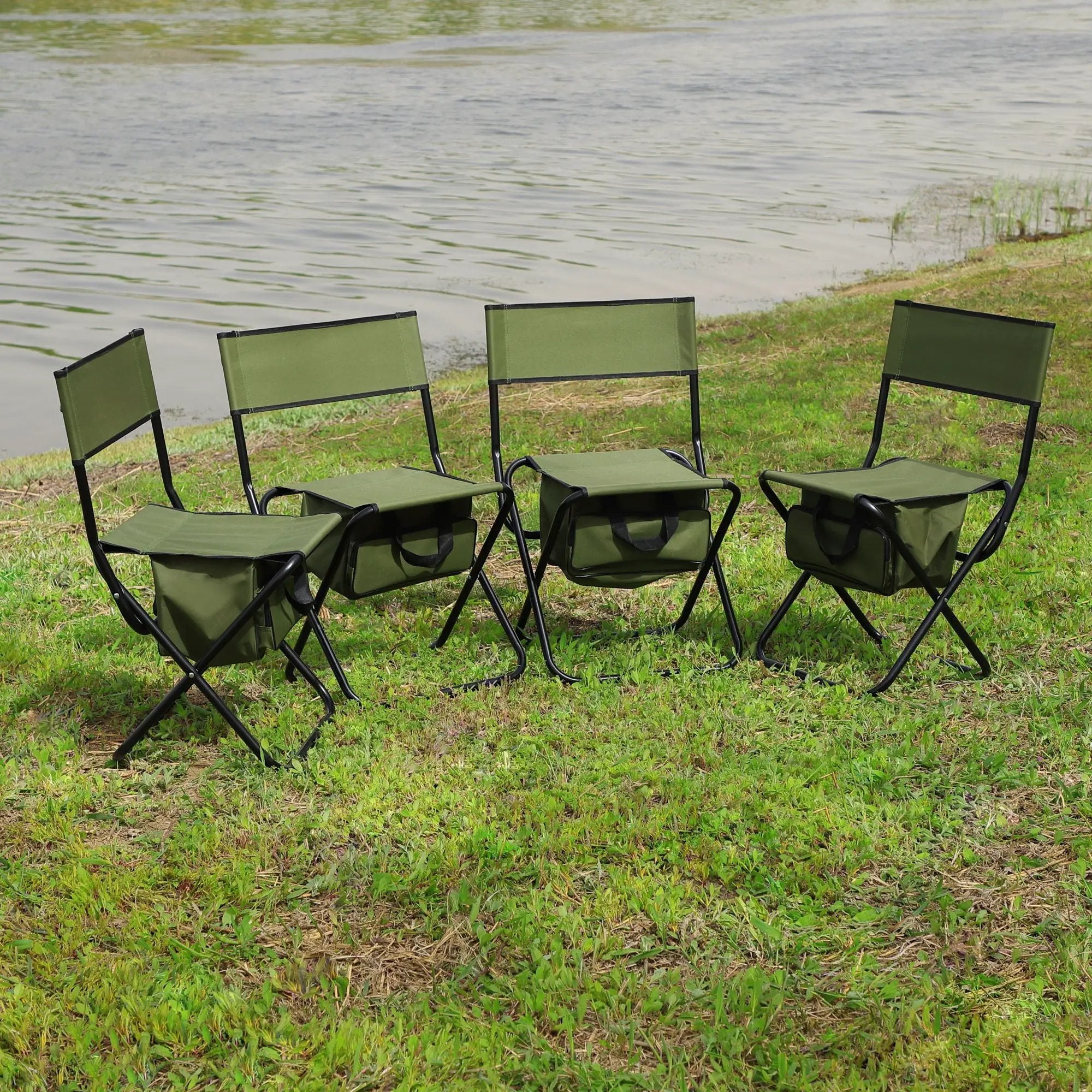 Folding Outdoor Chairs With Storage Bag, Portable Chair For Indoor, Outdoor Camping, Picnics And Fishing by HouseOfZazla