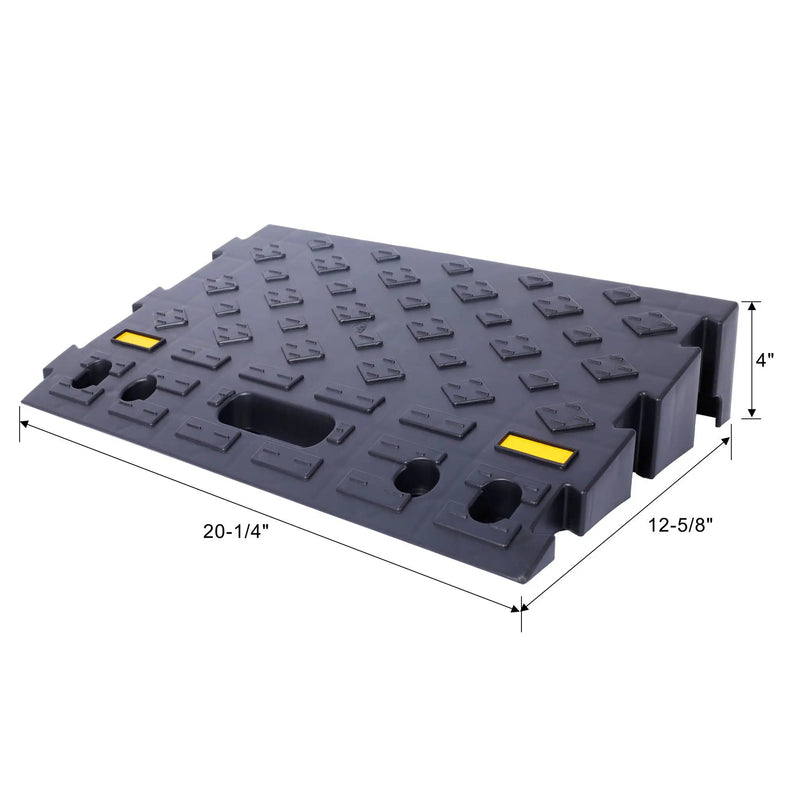 Heavy Duty Plastic 4" High Portable Automotive Curb Ramp For Cars & Wheelchairs Interlocking Design - Black by HouseOfZazla