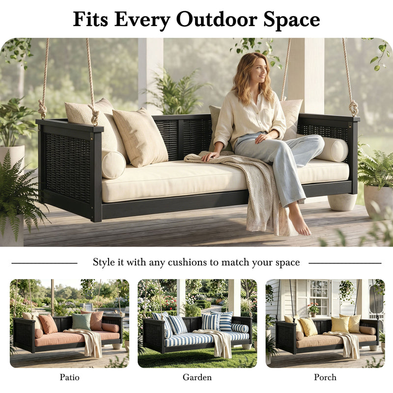 TOPMAX Outdoor Classic Solid Wood Twin Size Swing Bed by HouseOfZazla