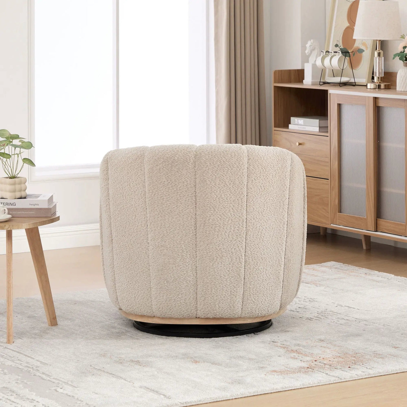 Swivel Upholstered Barrel Chair With Metal Base by HouseOfZazla