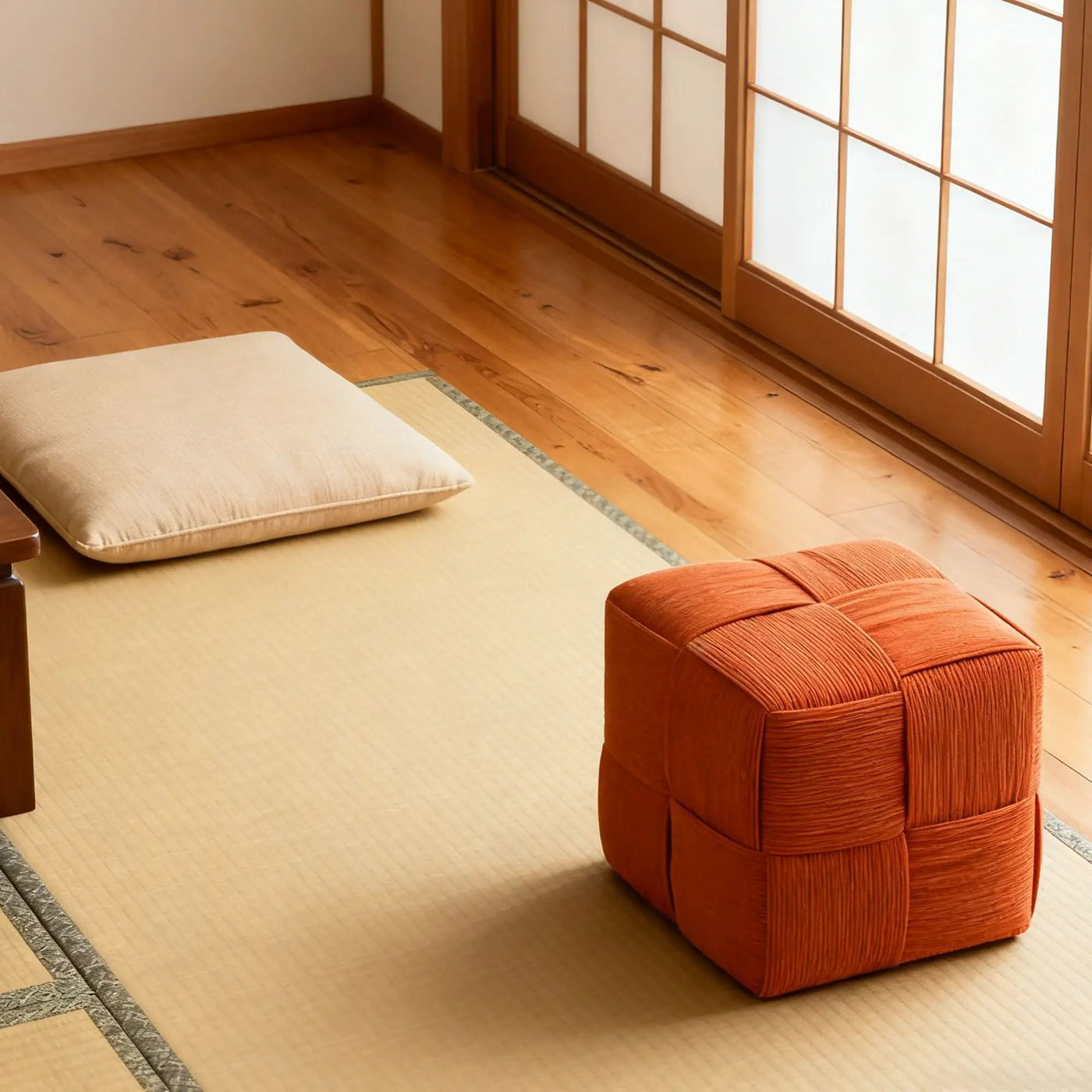 Modern Ottoman Foot Rest With Woven Design by Unique Piece Furniture
