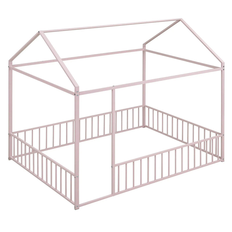 Metal Bed House Bed Frame With Fence by HouseOfZazla