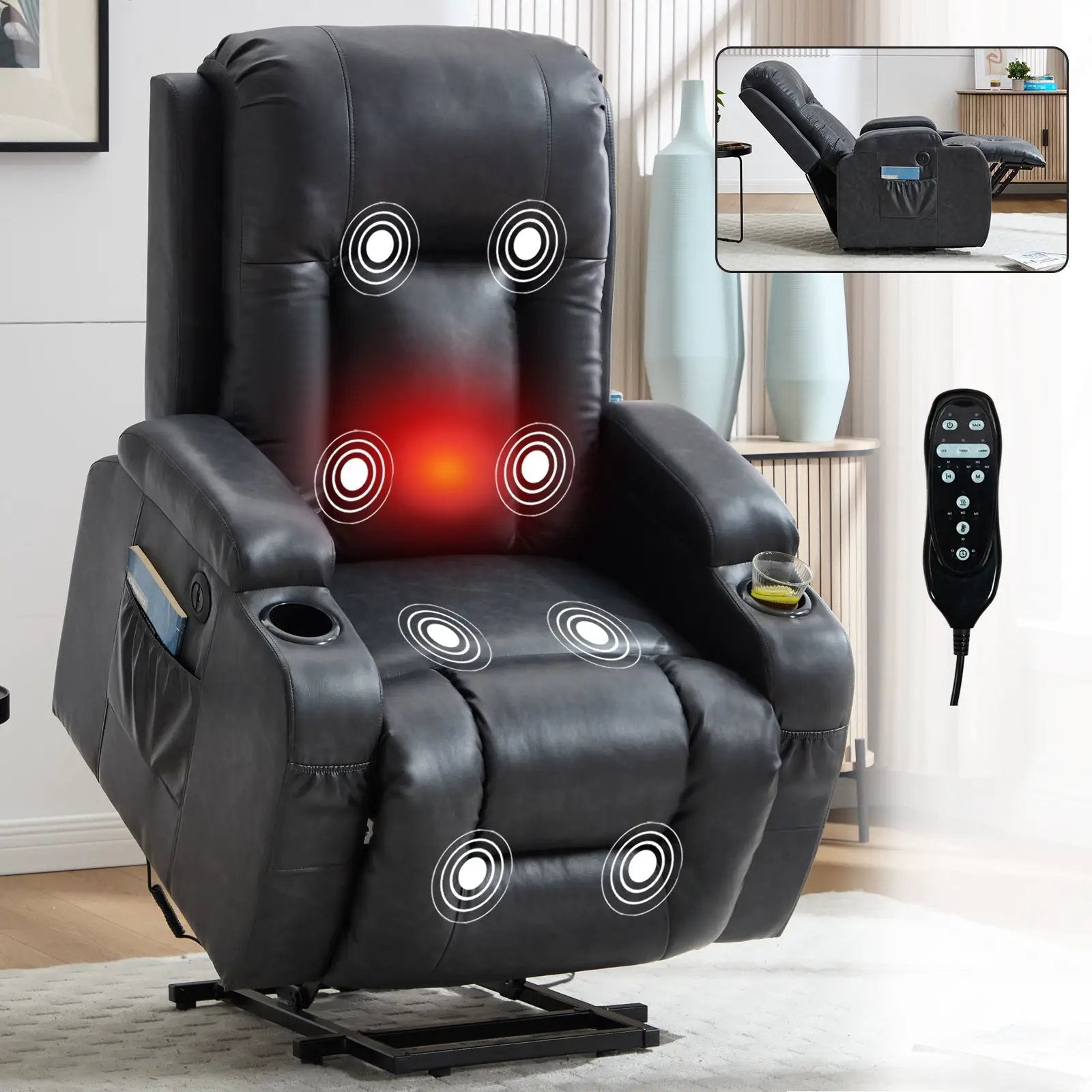 Dark Recliner with Power Lift Assistance by HouseOfZazla