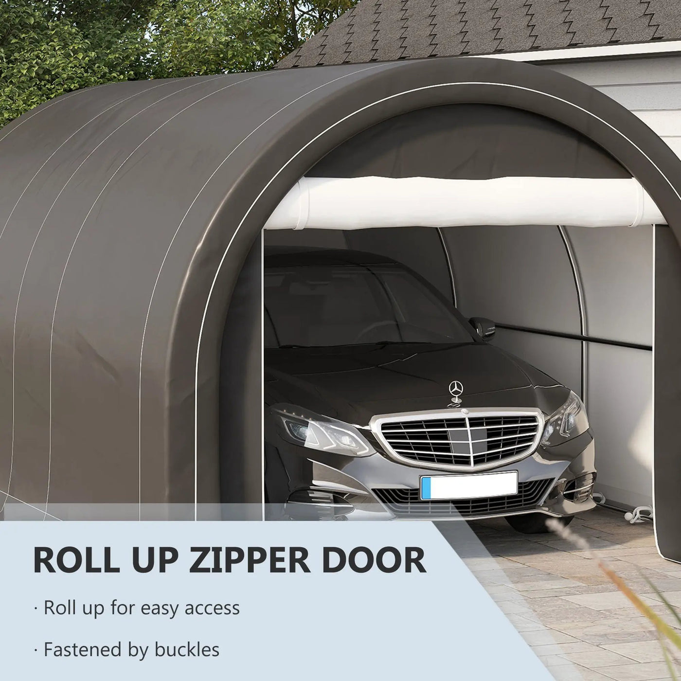 Outsunny - 10' x 16' Carport, Heavy Duty Portable Garage Storage Tent With Large Zippered Door, Anti-Uv Pe Canopy Cover For Car, Truck, Boat, Motorcycle, Bike, Garden Tools, Outdoor Work by Unique Piece Furniture
