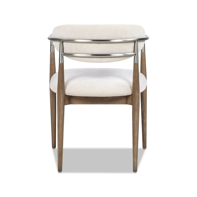 Artemis - Mixed Material Upholstered Dining Arm Chair - Warm White by HouseOfZazla