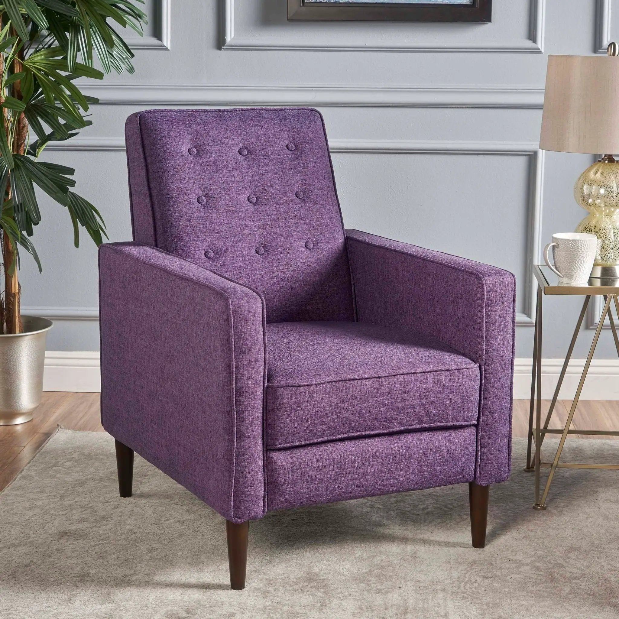 Mid-Century Modern Recliner With Button Tufted Waffle Stitch by Unique Piece Furniture