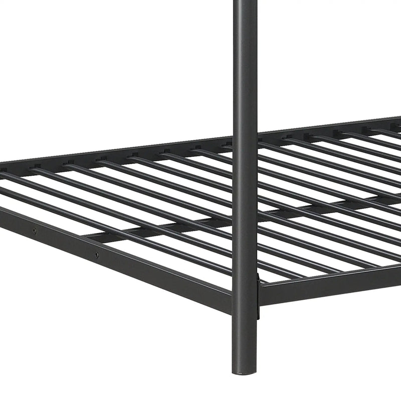 Triple Bunk Bed, Full Size With Sturdy Metal Frame And Safe Stairs - Black by HouseOfZazla