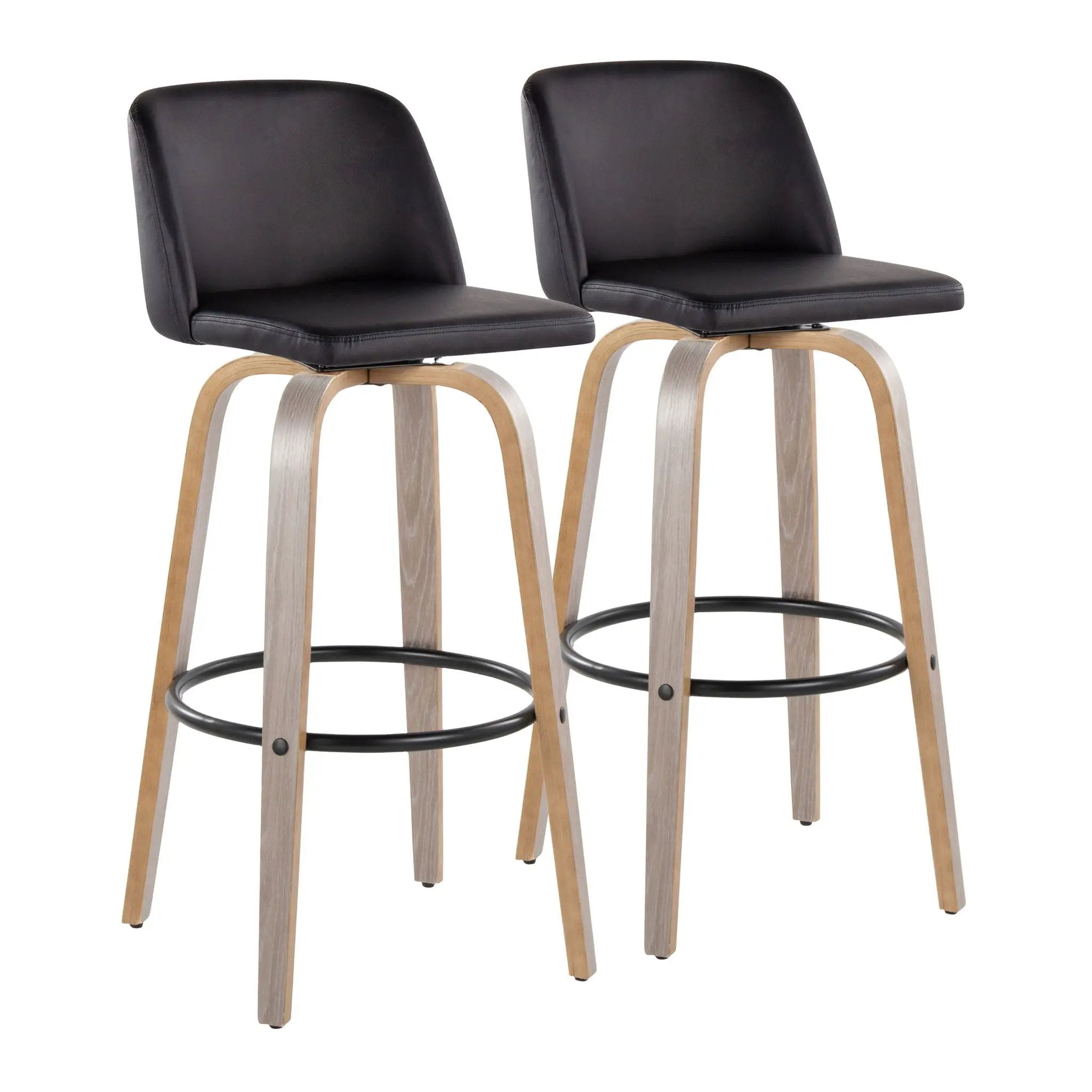 Toriano - Fixed Height Contemporary Barstool With Swivel With Round Footrest (Set of 2) by HouseOfZazla