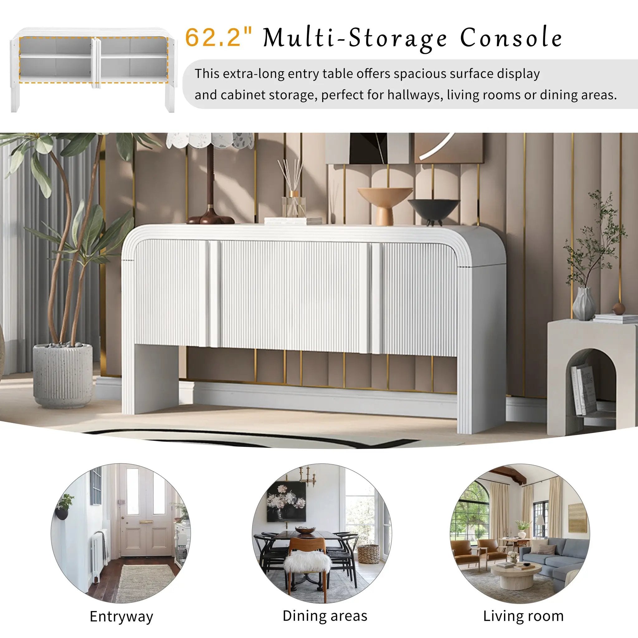 U_STYLE 62.2-Inch Wave-Pattern Console Table by HouseOfZazla