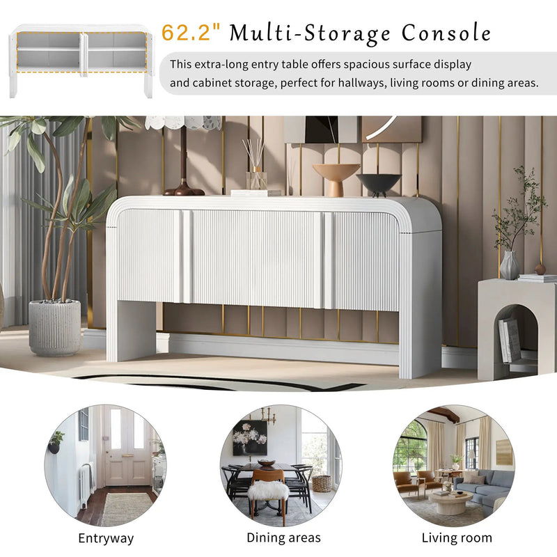 U_STYLE 62.2-Inch Wave-Pattern Console Table by HouseOfZazla
