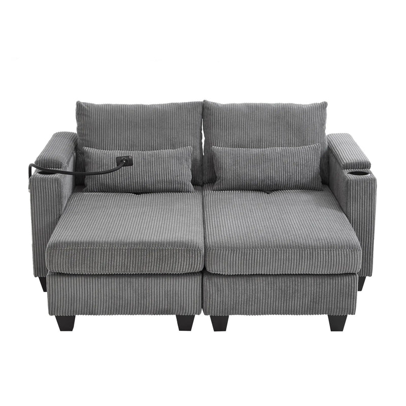 Convertible Chaise Lounge Sofa Chair With USB Ports, Cup Holders, Phone Holder And Storage by HouseOfZazla