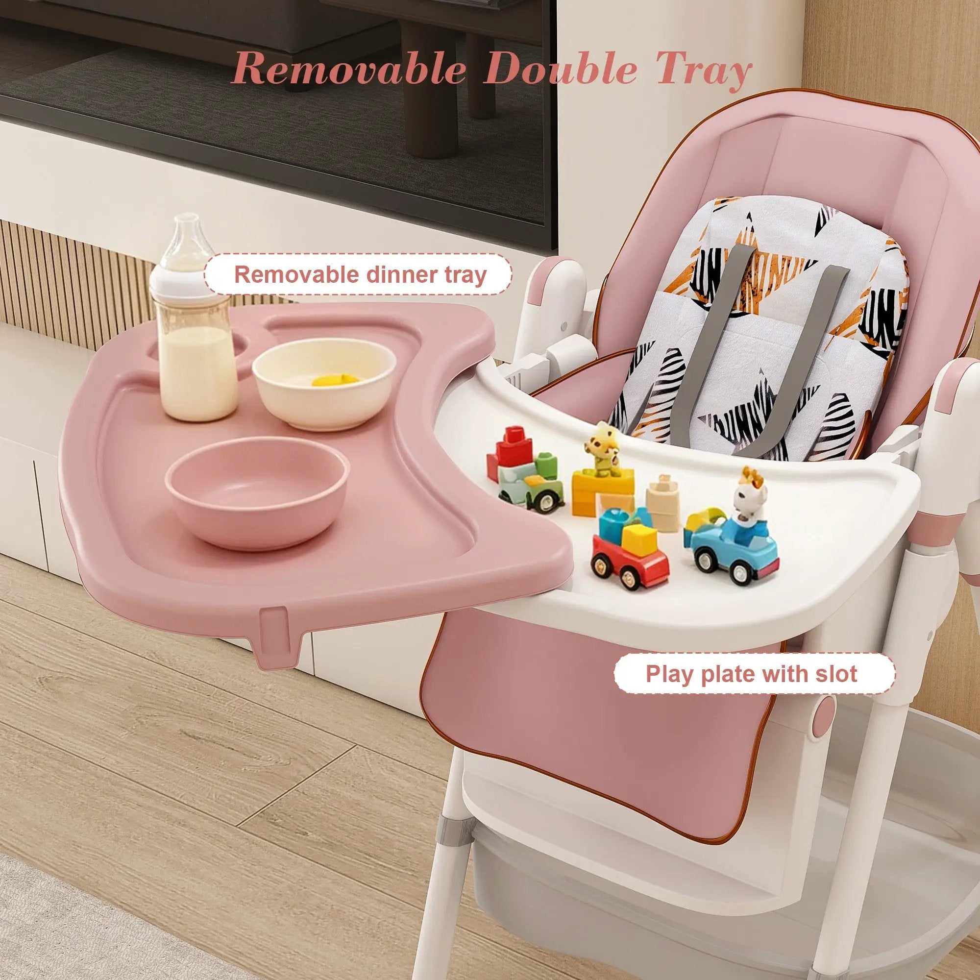 Adjustable Baby High Chair 0-6 Years – Portable Infant Feeding Seat (Pink) by HouseOfZazla