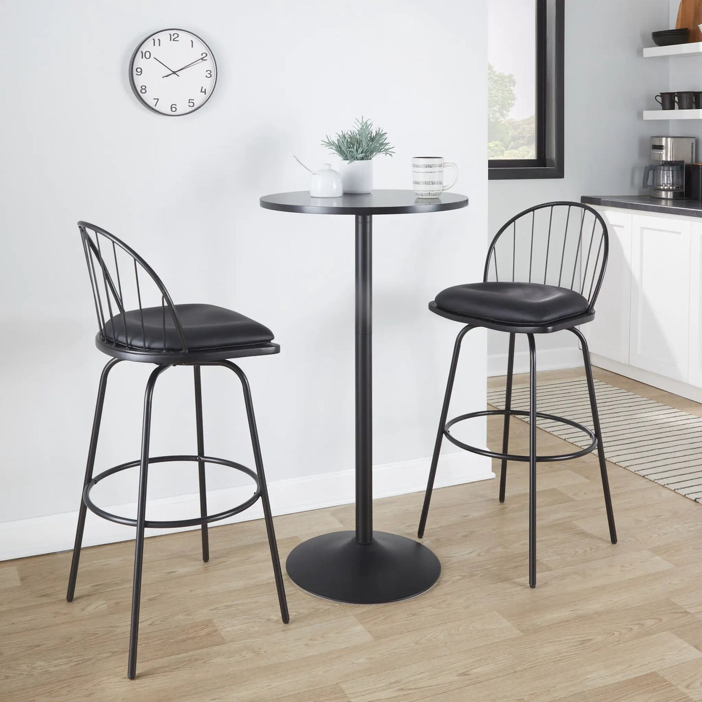 Riley - Claire Farmhouse Fixed Height Barstool With Swivel With Round Footrest (Set of 2) by HouseOfZazla