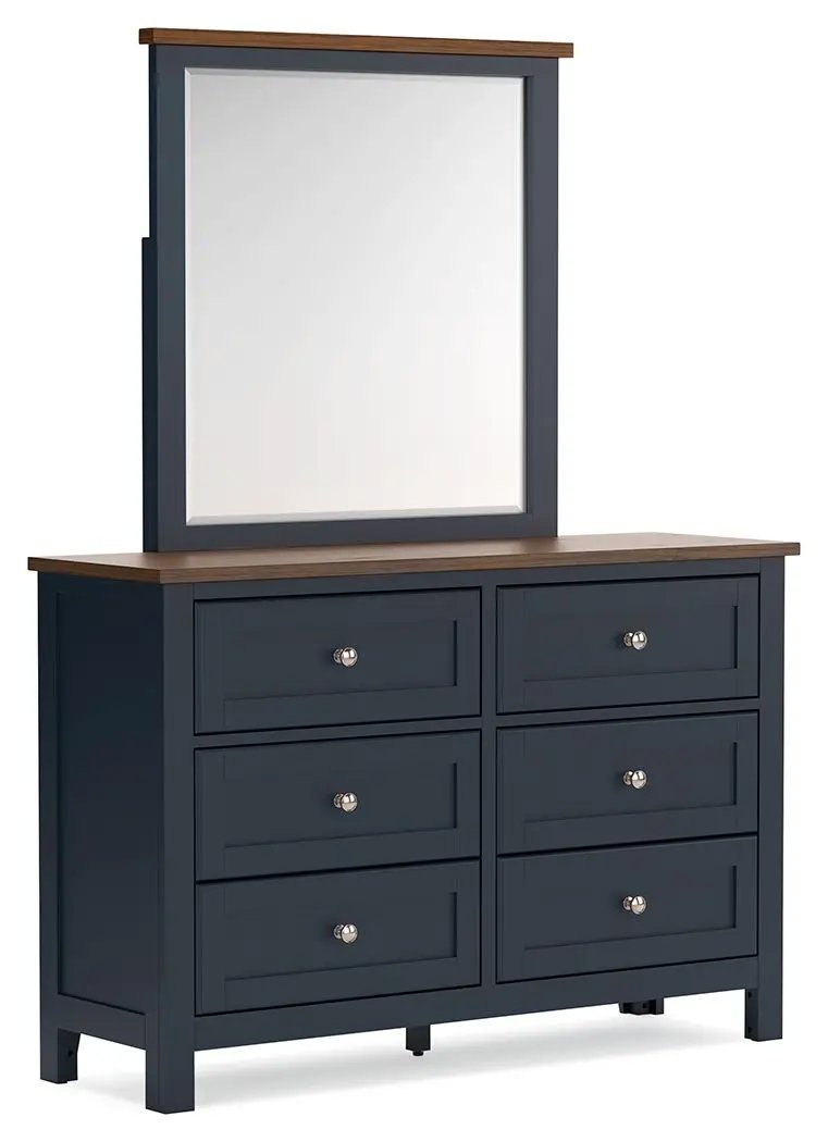Landocken - Dresser and Mirror - Brown / Blue by Unique Piece Furniture