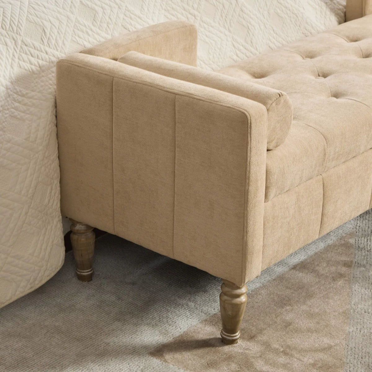 64.6"W Upholstered Chenille Flip-top Storage End of Bed Bench, photo 5 of 9
