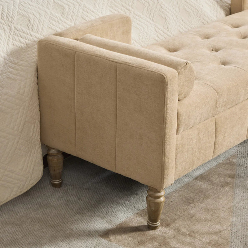 64.6"W Upholstered Chenille Flip-top Storage End of Bed Bench, photo 5 of 9